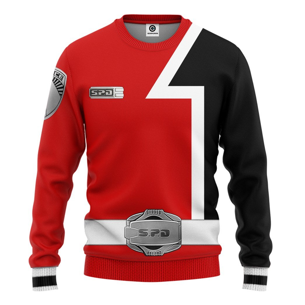 Gearhuman 3D Power Rangers SPD Red Tshirt Hoodie Apparel GB13019 3D Apparel Long Sleeve S
