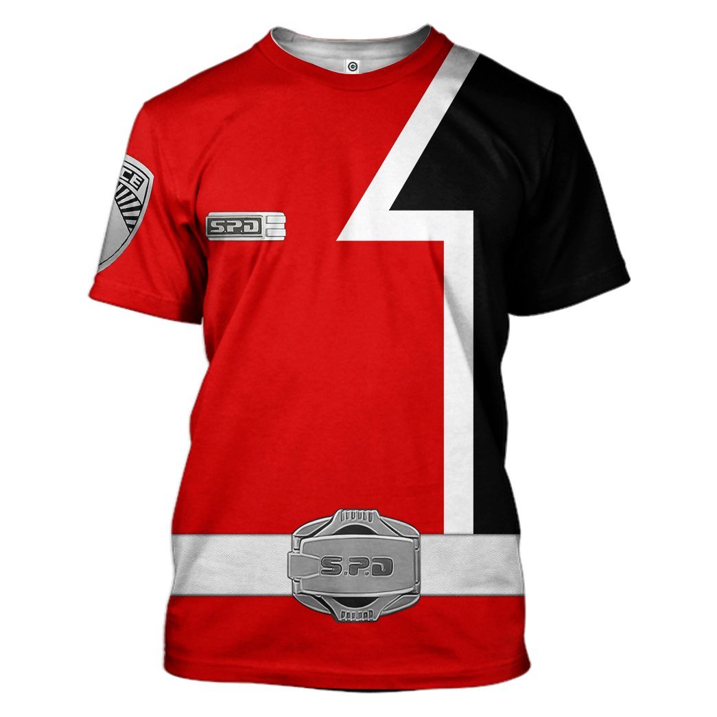 Gearhuman 3D Power Rangers SPD Red Tshirt Hoodie Apparel GB13019 3D Apparel T-Shirt S
