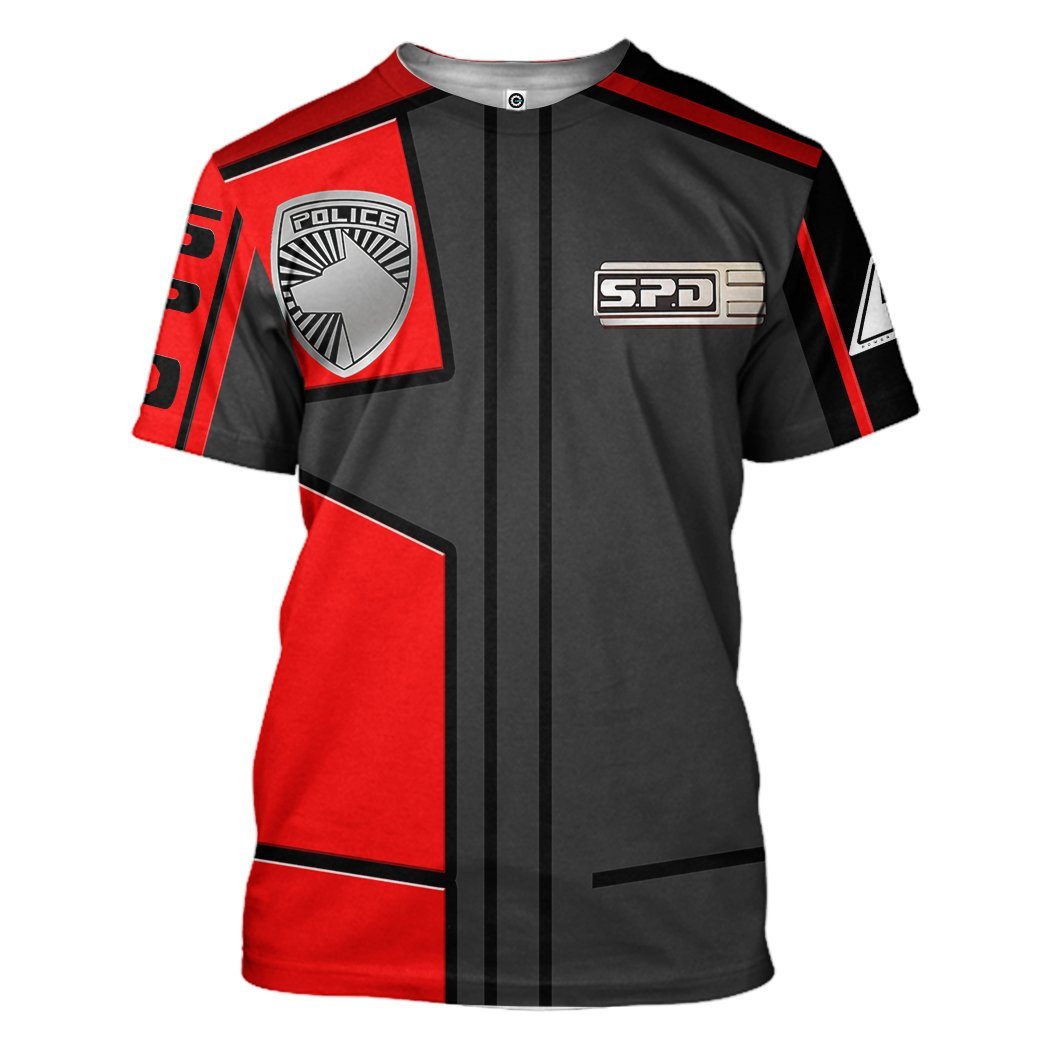 Gearhuman 3D Power Rangers S.P.D Red Uniform Tshirt Hoodie Apparel GB290133 3D Apparel T-Shirt S