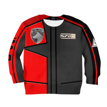 Gearhumans 3D Power Rangers SPD Red Uniform Tshirt Hoodie Kids