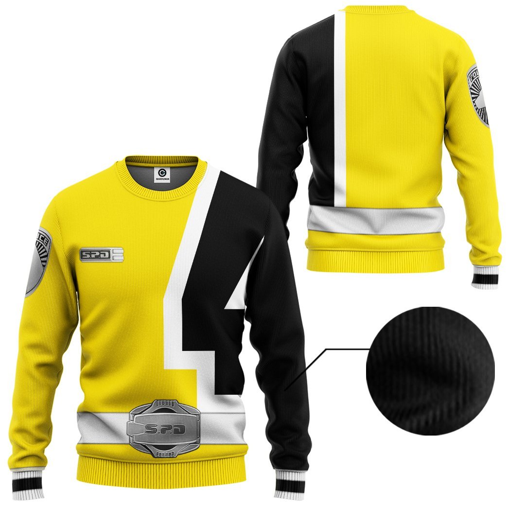 Gearhuman 3D Power Rangers S.P.D Yellow Tshirt Hoodie Apparel GB290120 3D Apparel