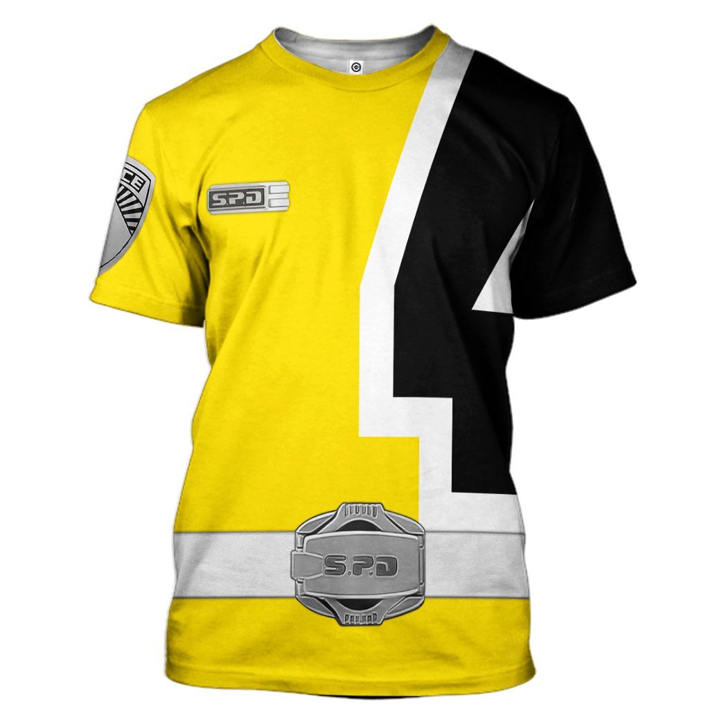 Gearhuman 3D Power Rangers S.P.D Yellow Tshirt Hoodie Apparel GB290120 3D Apparel T-Shirt S