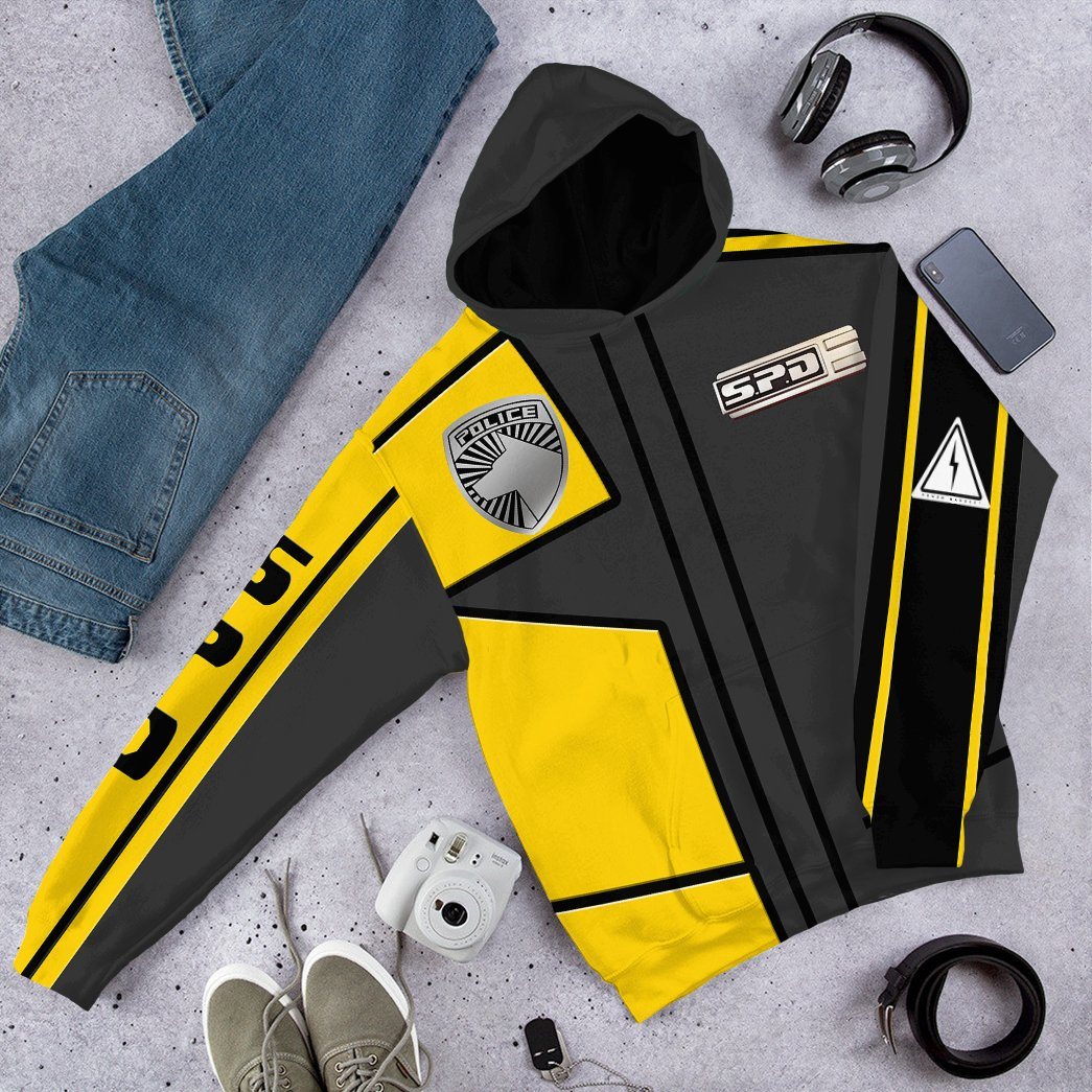 Gearhuman 3D Power Rangers S.P.D Yellow Uniform Tshirt Hoodie Apparel GB290150 3D Apparel