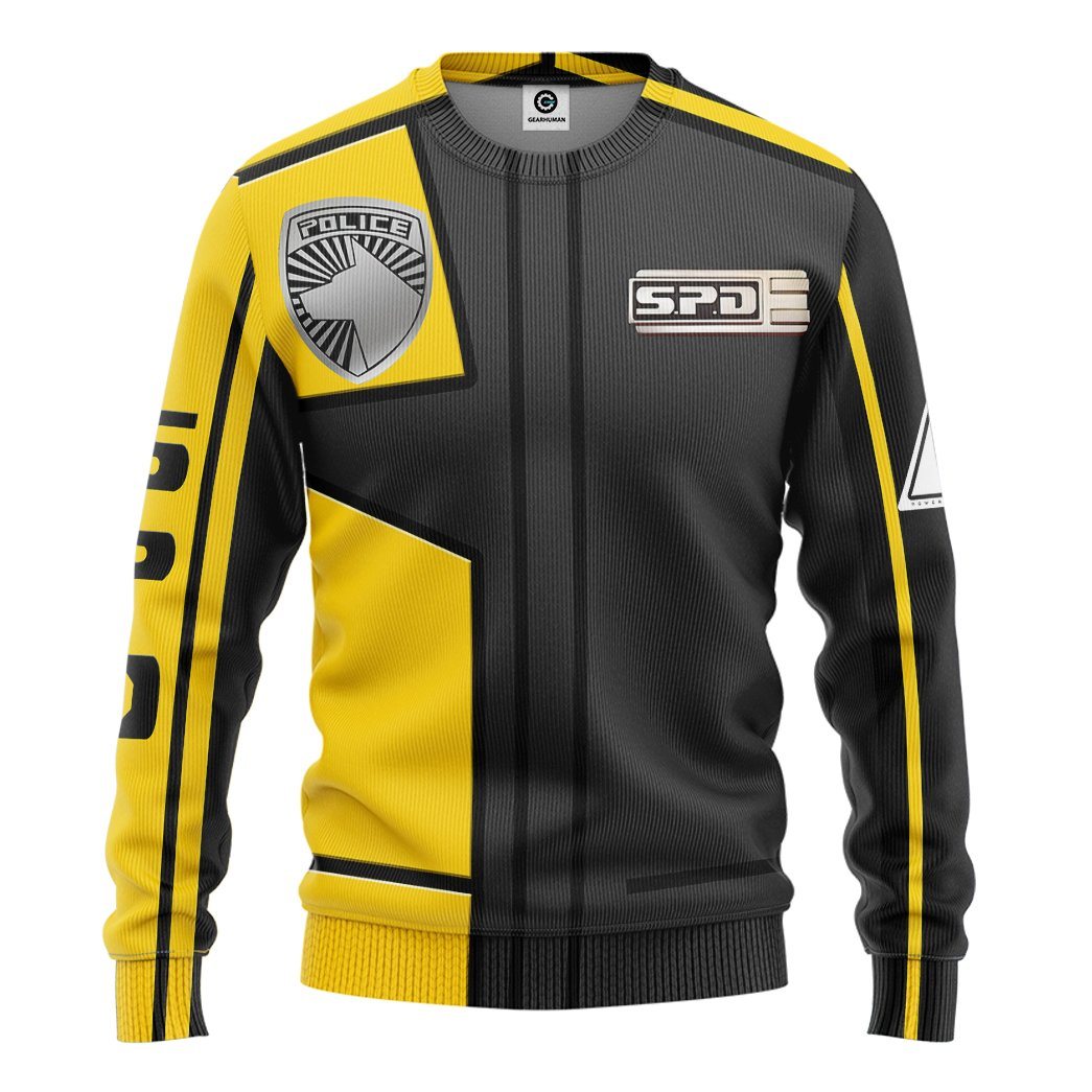 Gearhuman 3D Power Rangers S.P.D Yellow Uniform Tshirt Hoodie Apparel GB290150 3D Apparel Long Sleeve S