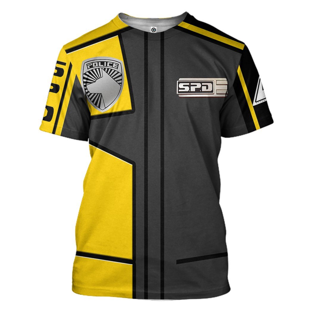 Gearhuman 3D Power Rangers S.P.D Yellow Uniform Tshirt Hoodie Apparel GB290150 3D Apparel T-Shirt S