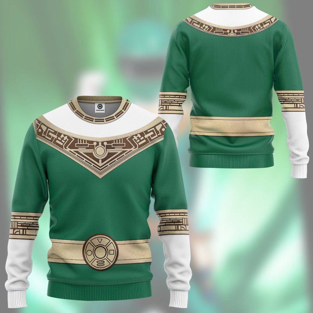 Gearhumans 3D Mighty Morphin Power Ranger Green Hawaii Shirt