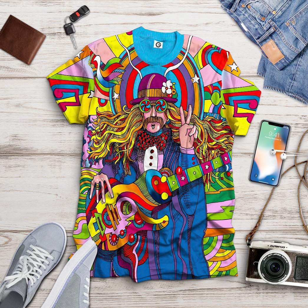 GearHuman 3D Print Colorful Guitar Custom Shirt GR12016 3D Apparel 