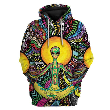 Gearhuman 3D Psychedelic Alien Yoga T-Shirts Hoodies Apparel GA15025 3D Custom Fleece Hoodies Hoodie S 