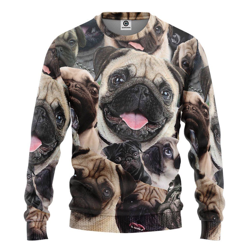 Gearhuman 3D Pug Face Tshirt Hoodie Apparel GK010211 3D Apparel