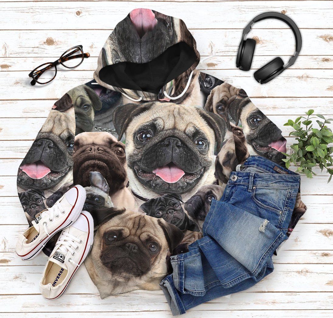 Gearhuman 3D Pug Face Tshirt Hoodie Apparel GK010211 3D Apparel