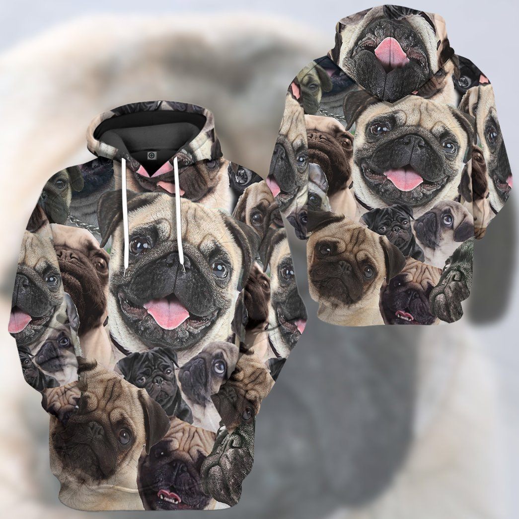 Gearhuman 3D Pug Face Tshirt Hoodie Apparel GK010211 3D Apparel