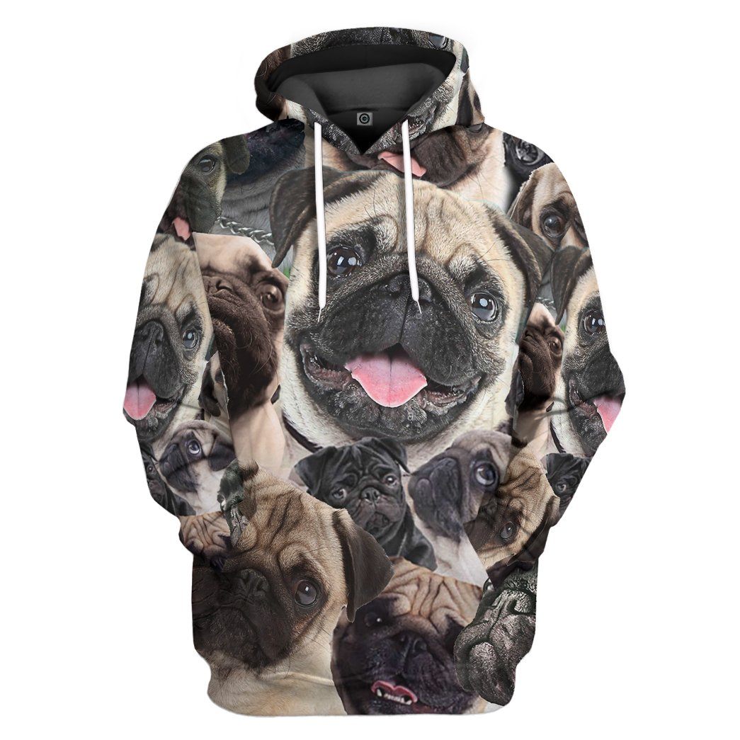 Gearhuman 3D Pug Face Tshirt Hoodie Apparel GK010211 3D Apparel