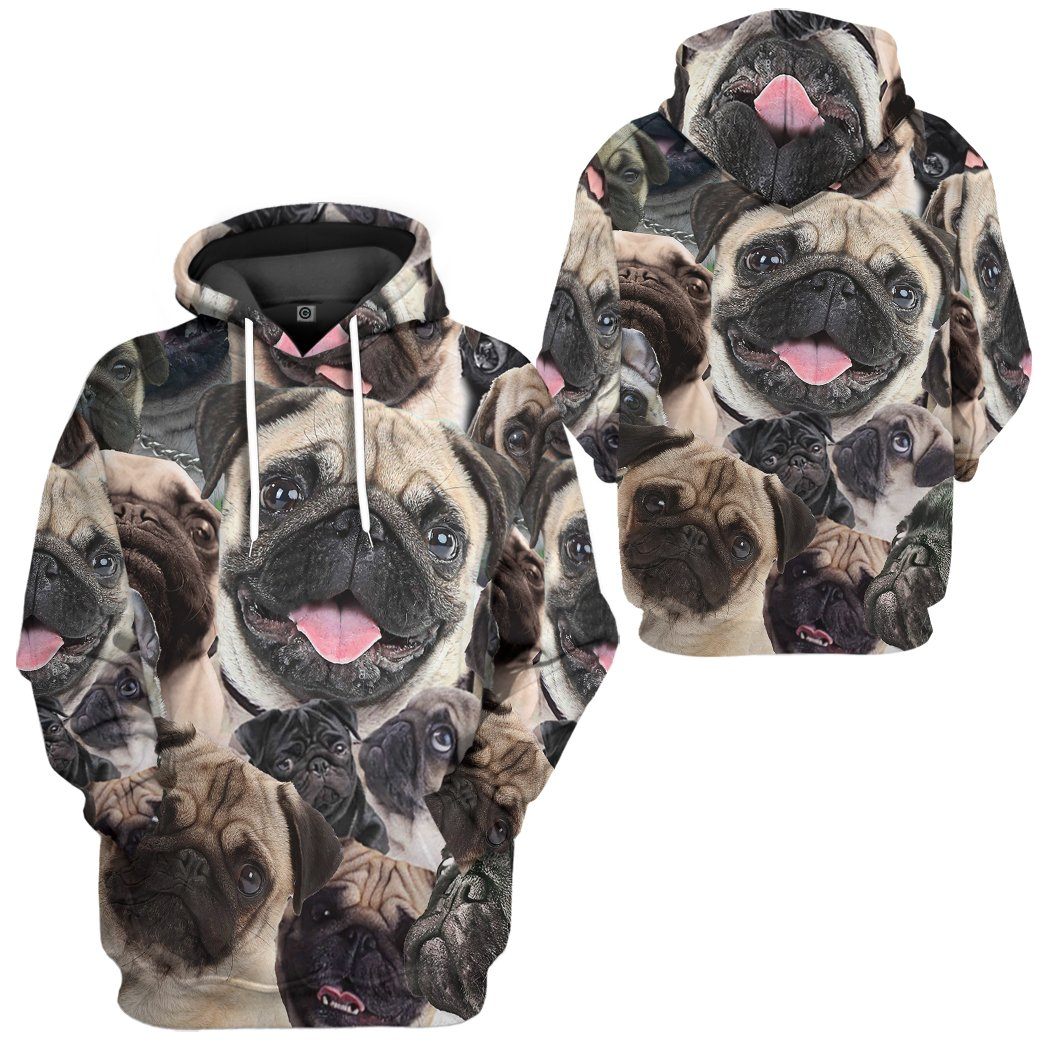 Gearhuman 3D Pug Face Tshirt Hoodie Apparel GK010211 3D Apparel Hoodie S