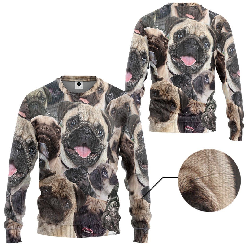 Gearhuman 3D Pug Face Tshirt Hoodie Apparel GK010211 3D Apparel Long Sleeve S