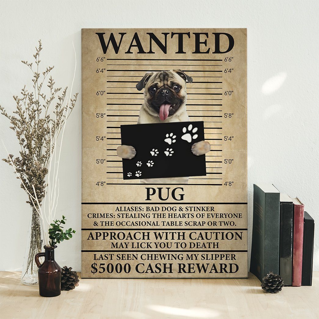 Gearhuman 3D Pug Wanted Canvas GK260122 Canvas