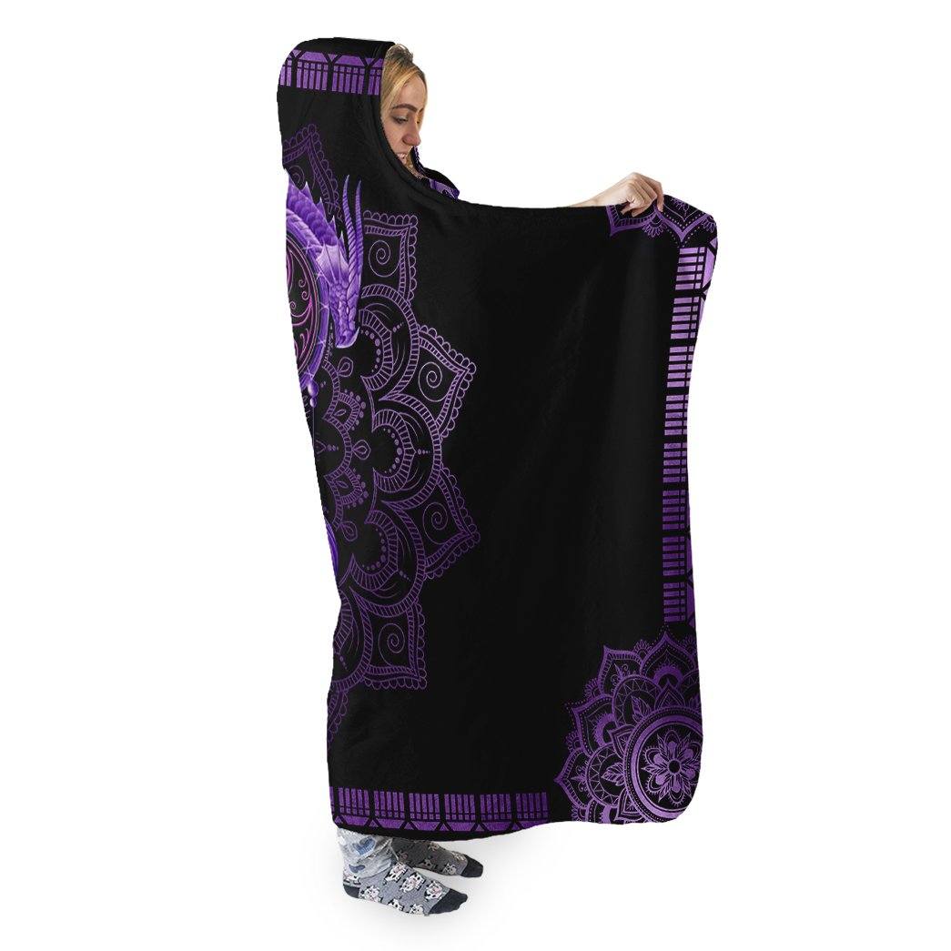 Gearhuman 3D Purple Mandala Dragon Custom Hooded Blanket GW09126 Hooded Blanket 