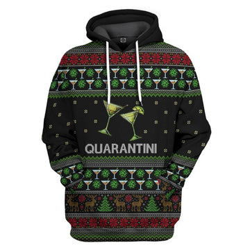 Gearhuman 3D Quarantini Ugly Christmas Sweater Custom Tshirt Hoodie Apparel GV261018 3D Apparel Hoodie S 
