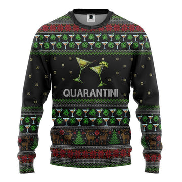 Gearhumans 3D Quarantini Ugly Christmas Sweater Custom Tshirt Hoodie Apparel