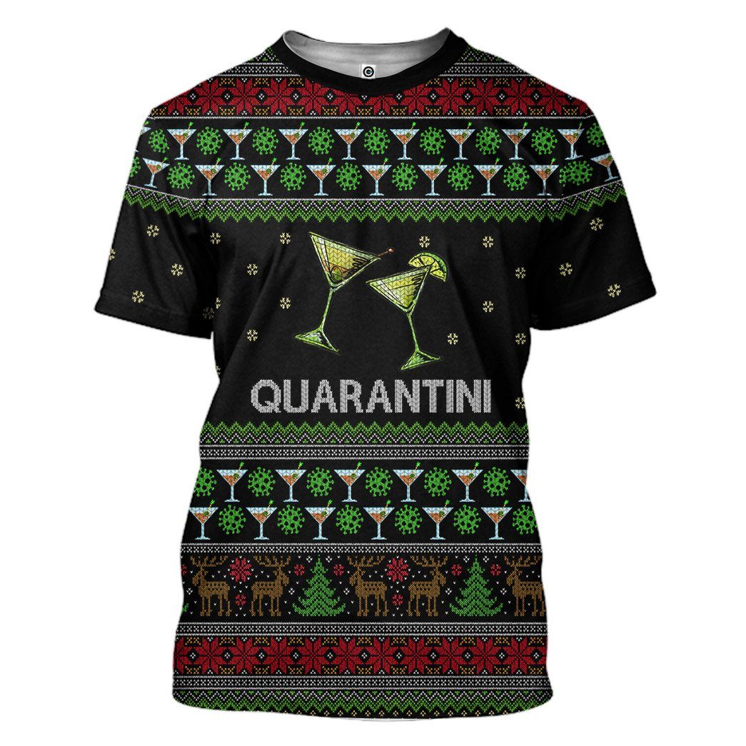 Gearhuman 3D Quarantini Ugly Christmas Sweater Custom Tshirt Hoodie Apparel GV261018 3D Apparel T-Shirt S 