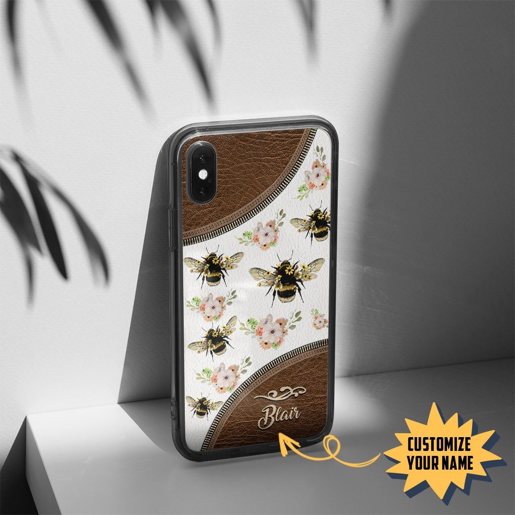 Gearhuman 3D Queen Bee Leather Custom Name Phonecase GB030310 Glass Phone Case