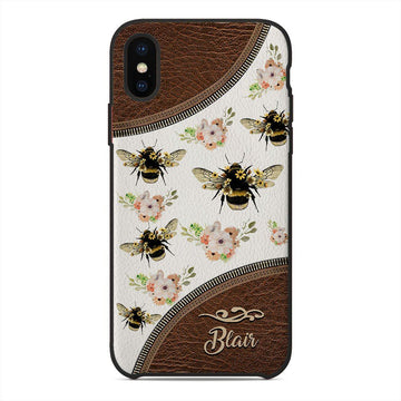 Gearhuman 3D Queen Bee Leather Custom Name Phonecase GB030310 Glass Phone Case Iphone X
