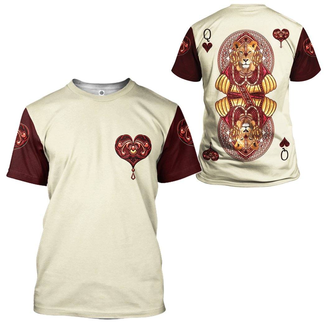 Gearhuman 3D Queen Hearts Lion Poker Custom Name Tshirt Hoodie Appearl GB31126 3D Apparel 