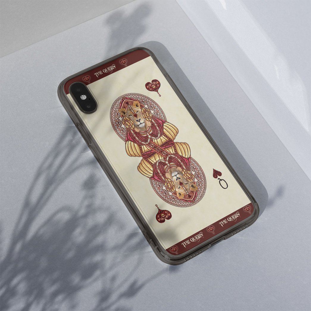 Gearhuman 3D Queen Hearts Lion Poker Custom Phonecase GB31123 Glass Phone Case 
