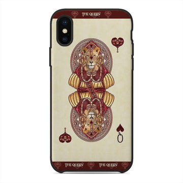 Gearhuman 3D Queen Hearts Lion Poker Custom Phonecase GB31123 Glass Phone Case Iphone X 