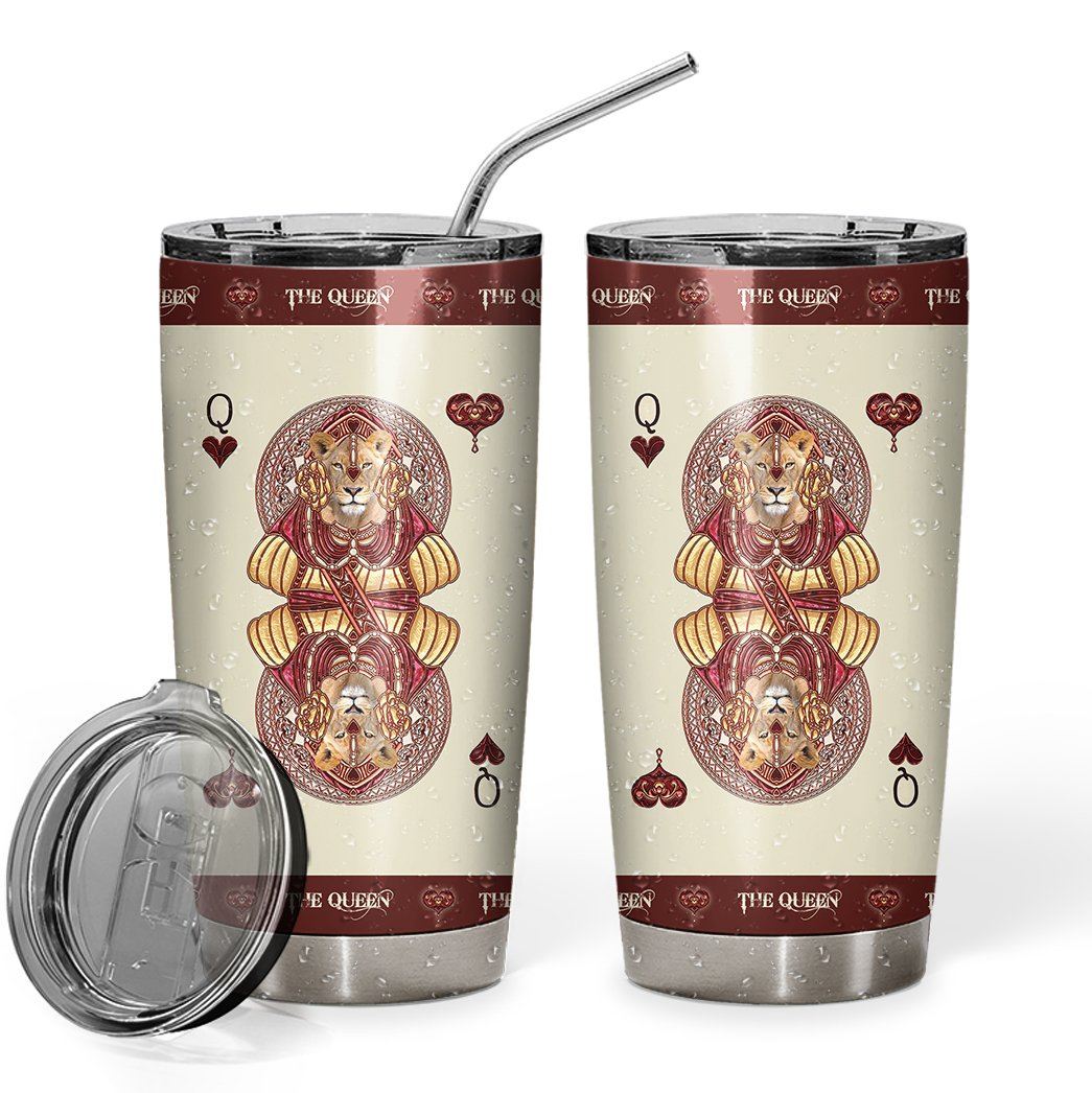 Gearhuman 3D Queen Hearts Lion Poker Custom Tumbler GB31127 Tumbler 