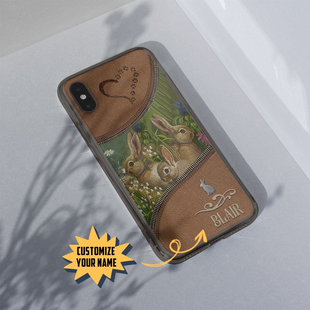 Gearhuman 3D Rabbit Leather Custom Name Phonecase GB030314 Glass Phone Case