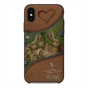Gearhuman 3D Rabbit Leather Custom Name Phonecase GB030314 Glass Phone Case Iphone X