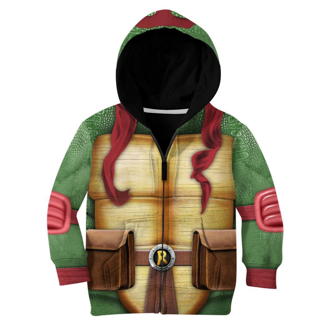 Gearhuman 3D Raphael Raph TMNT Cosplay Custom Kids CV07011 Kid 3D Apparel Kid Zip Hoodie XS 