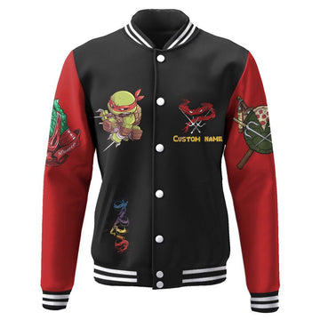 Gearhumans 3D Raphael Raph TMNT Cosplay Red Custom Name Baseball Jacket