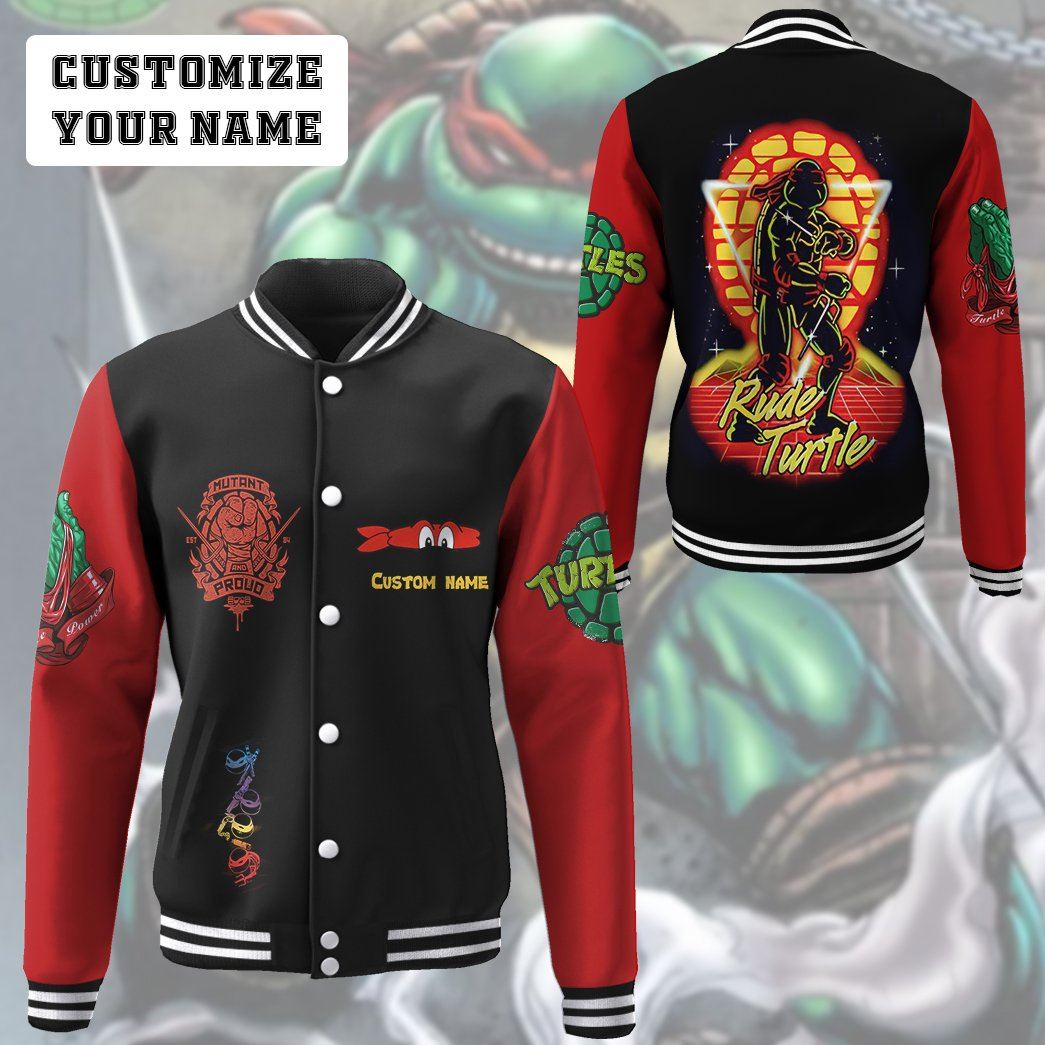Gearhuman 3D Raphael Raph TMNT Red Cosplay Custom Name Baseball Jacket GV180116 Baseball Jacket 
