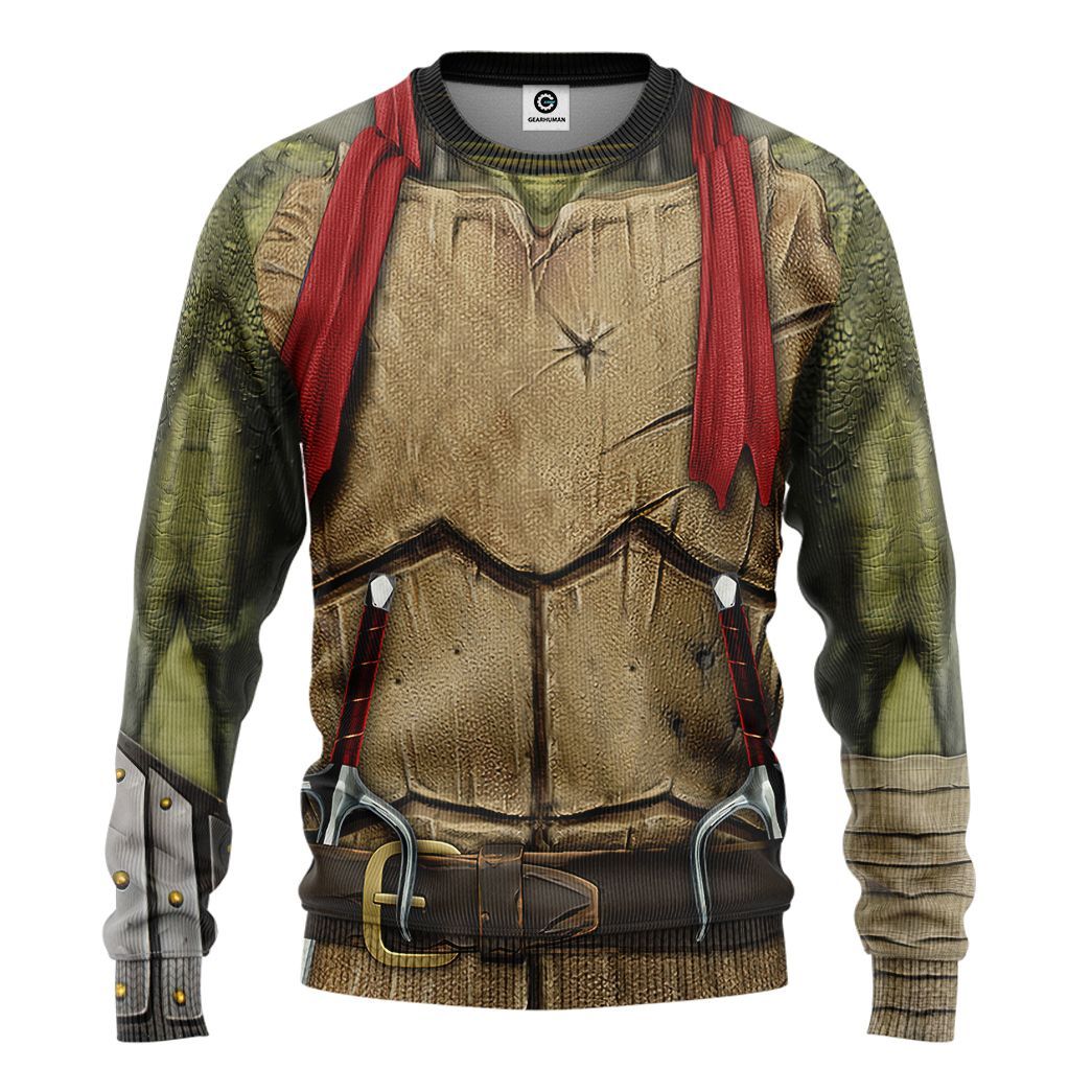 Gearhuman 3D Raphael Raph TMNT Red Cosplay Custom Tshirt Hoodie Apparel CV07017 3D Apparel Long Sleeve S 