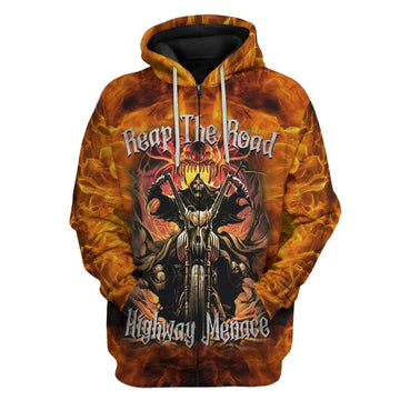 Gearhumans 3D Reap The Road Highway Menace Custom Custom Hoodie Apparel