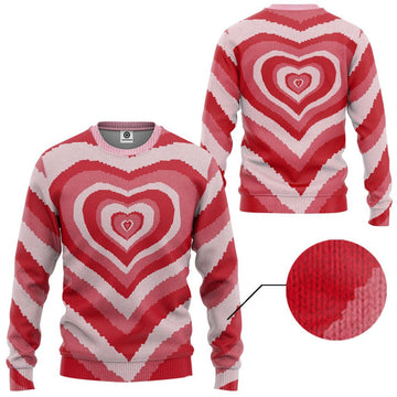 Gearhumans GearHuman 3D Red Heart Wave Custom Sweater