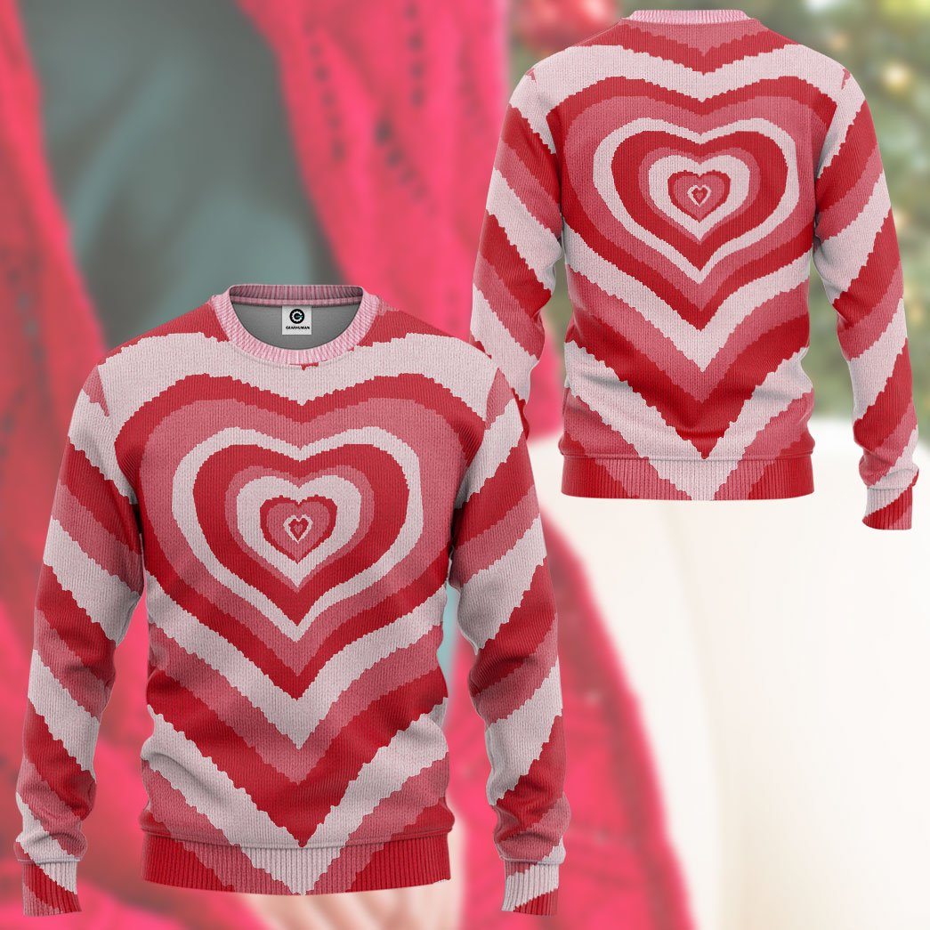 GearHuman 3D Red Heart Wave Custom Sweater GR11016 3D Apparel 