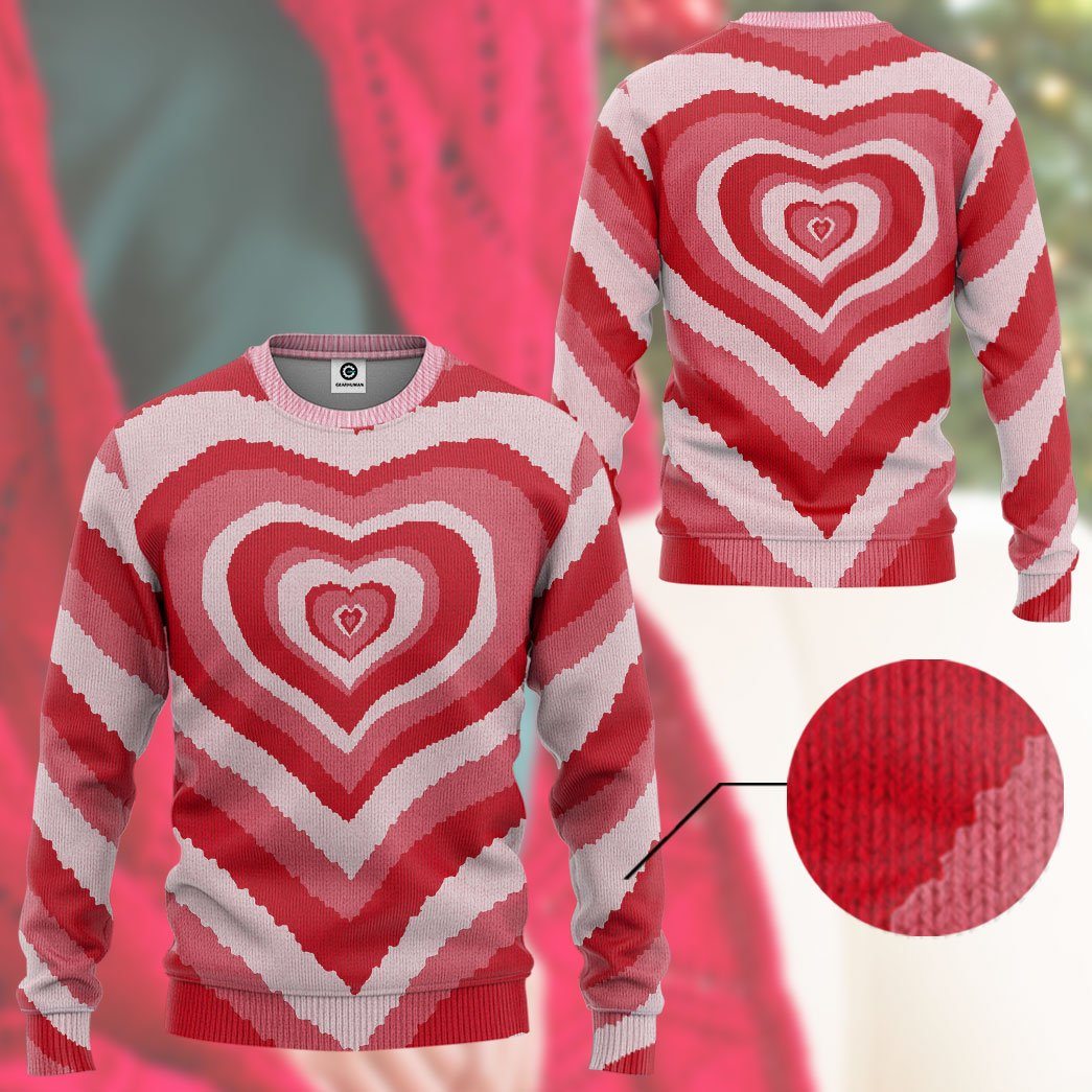 GearHuman 3D Red Heart Wave Custom Sweater GR11016 3D Apparel 