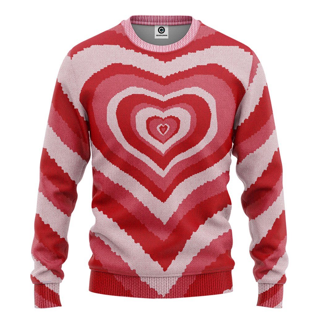 GearHuman 3D Red Heart Wave Custom Sweater GR11016 3D Apparel Hoodie S 