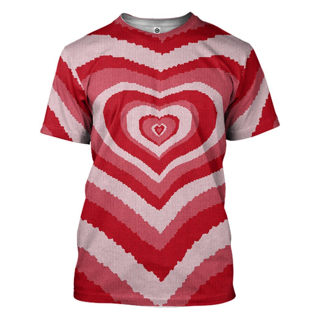 GearHuman 3D Red Heart Wave Custom Sweater GR11016 3D Apparel T-Shirt S 