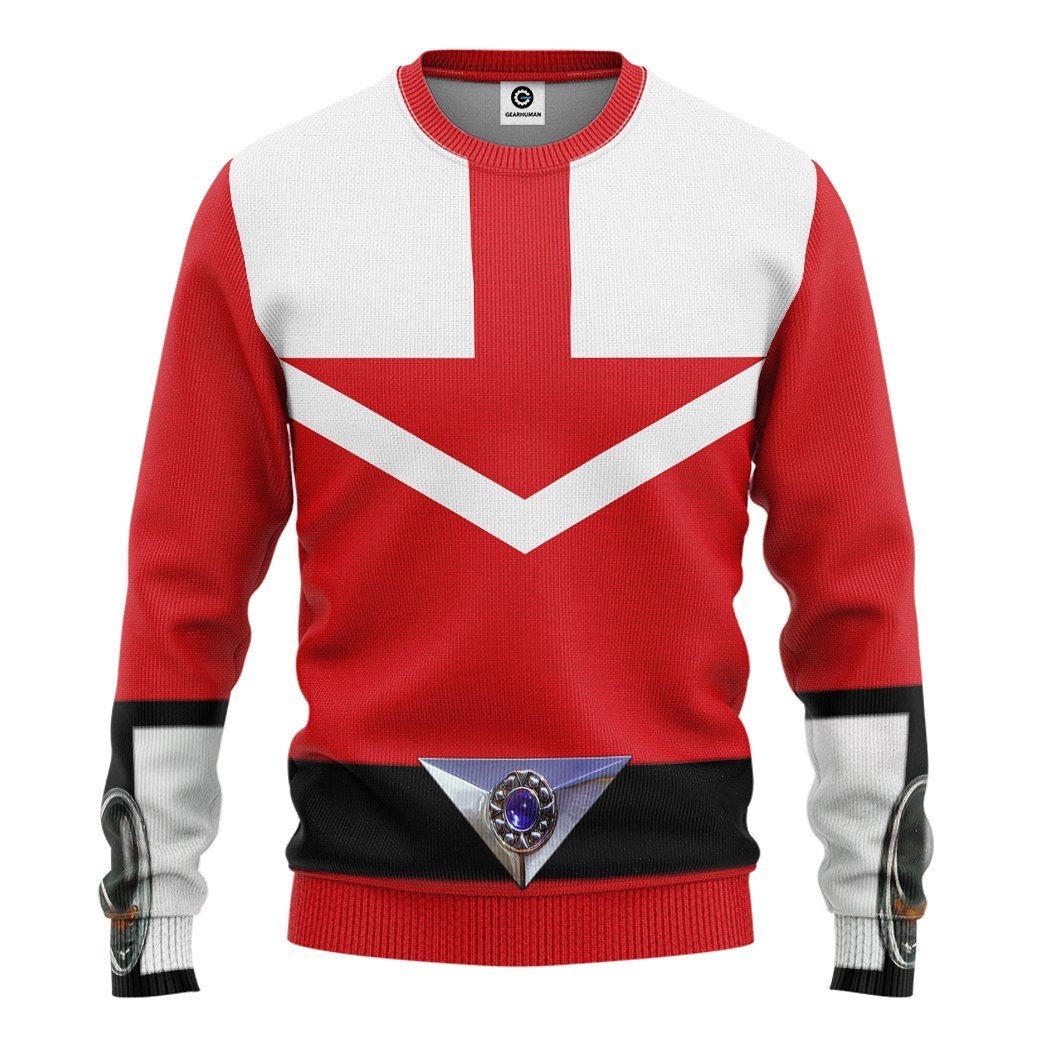 Gearhuman 3D Red Power Rangers Time Force Tshirt Hoodie Apparel GB15011 3D Apparel Long Sleeve S 