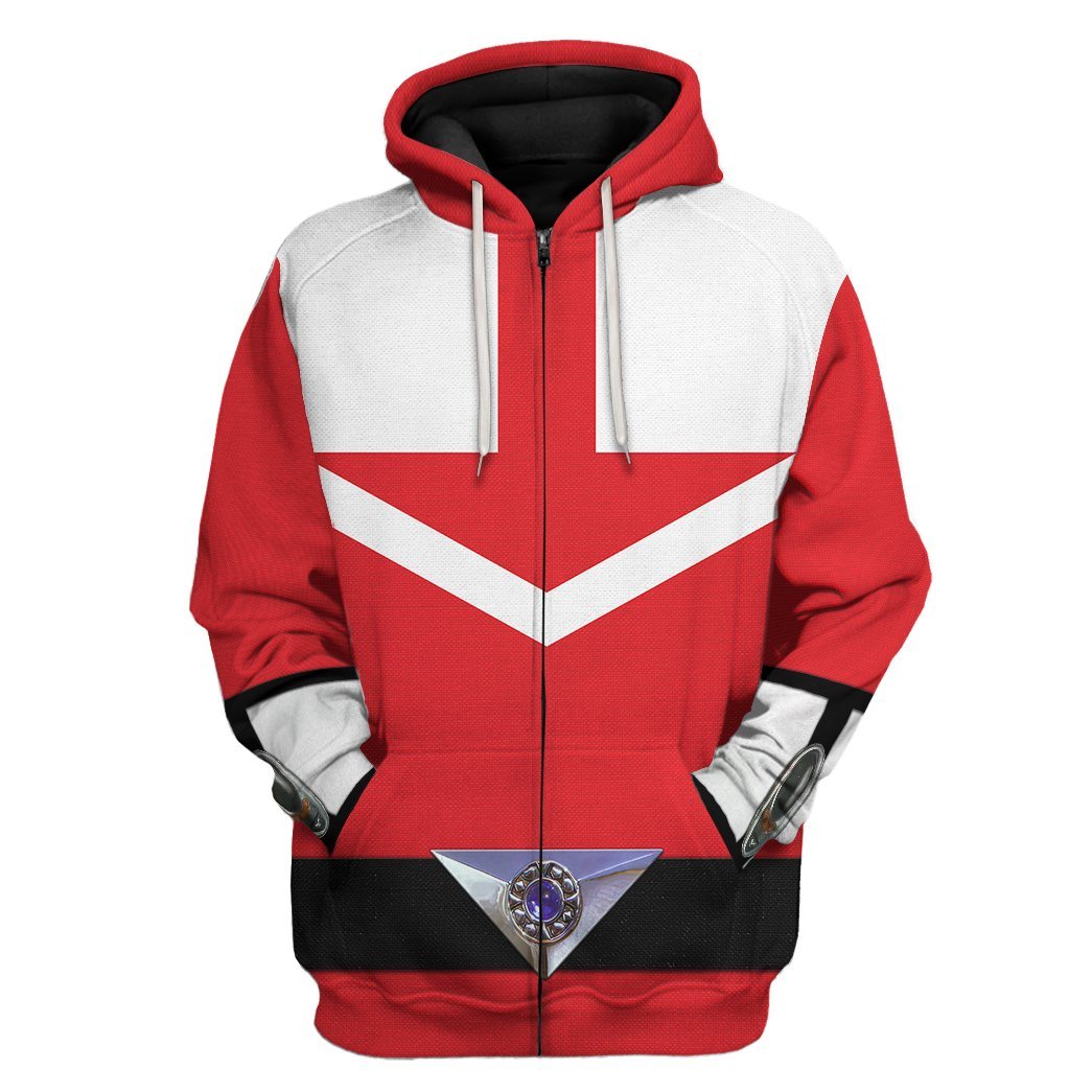 Gearhuman 3D Red Power Rangers Time Force Tshirt Hoodie Apparel GB15011 3D Apparel Zip Hoodie S 