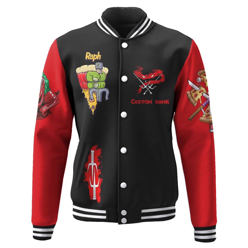 Gearhuman 3D Red Raphael Raph TMNT Red Cosplay Custom Name Baseball Jacket GV180119 Baseball Jacket 