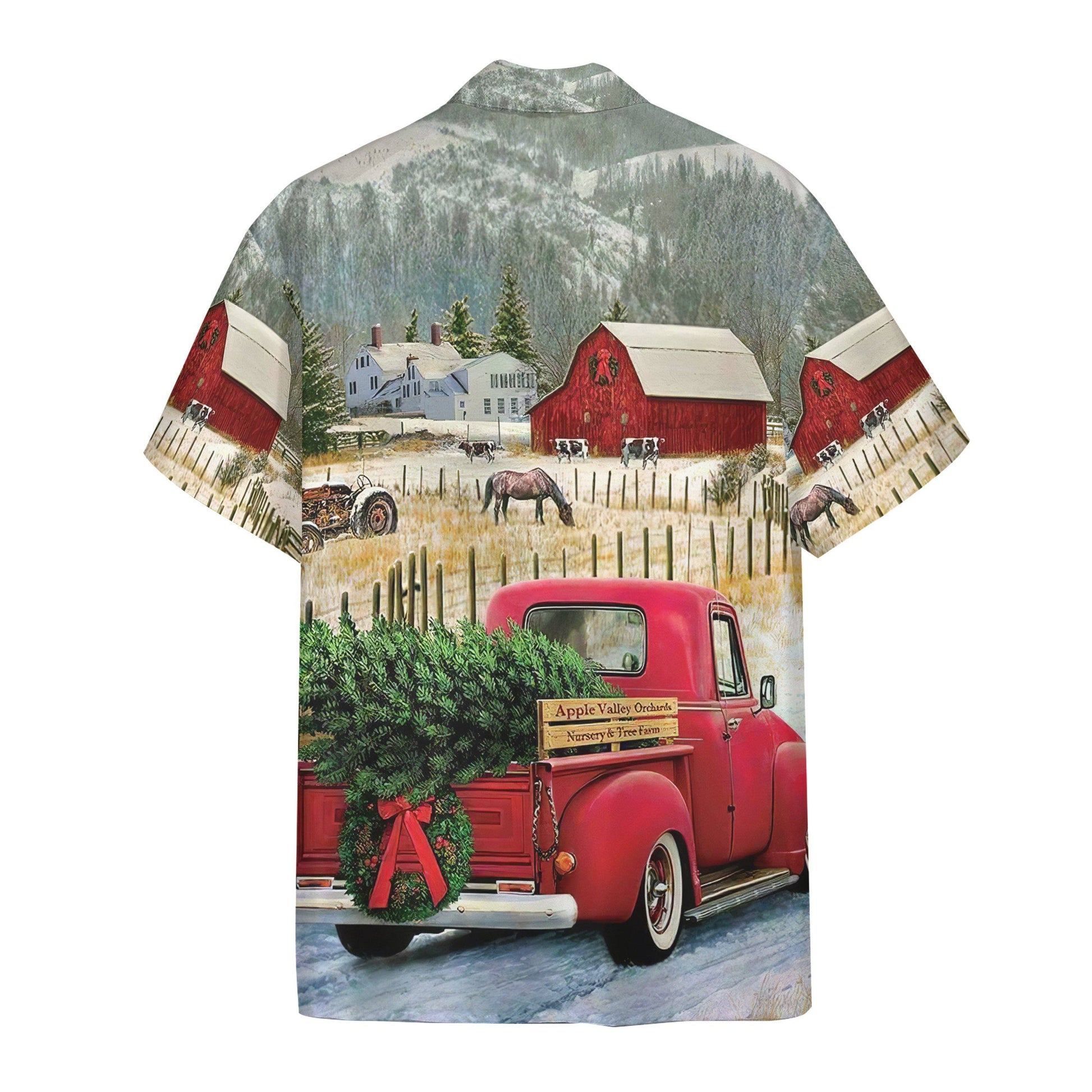 Gearhuman 3D Red Truck Christmas Short Sleeve Shirt GB23111 Short Sleeve Shirt 