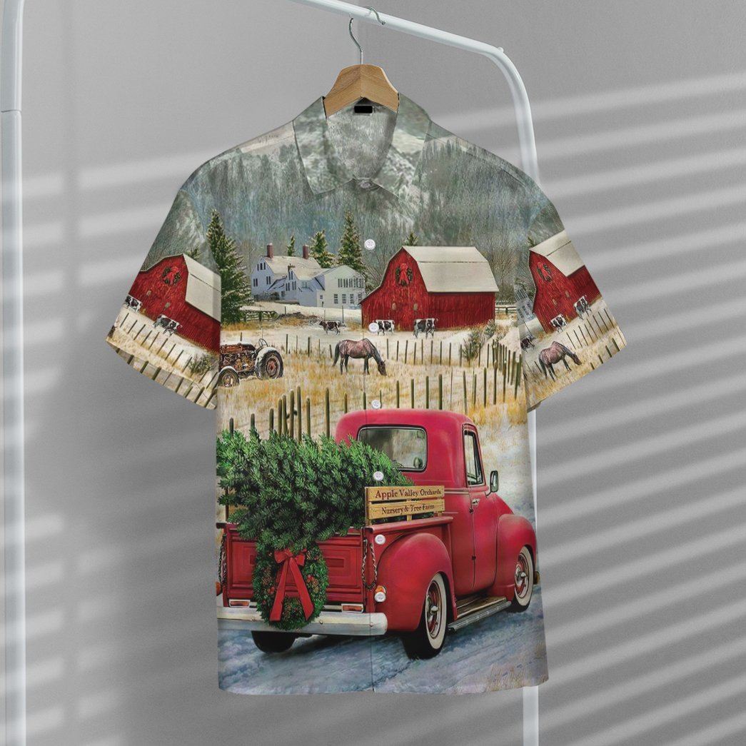 Gearhuman 3D Red Truck Christmas Short Sleeve Shirt GB23111 Short Sleeve Shirt 
