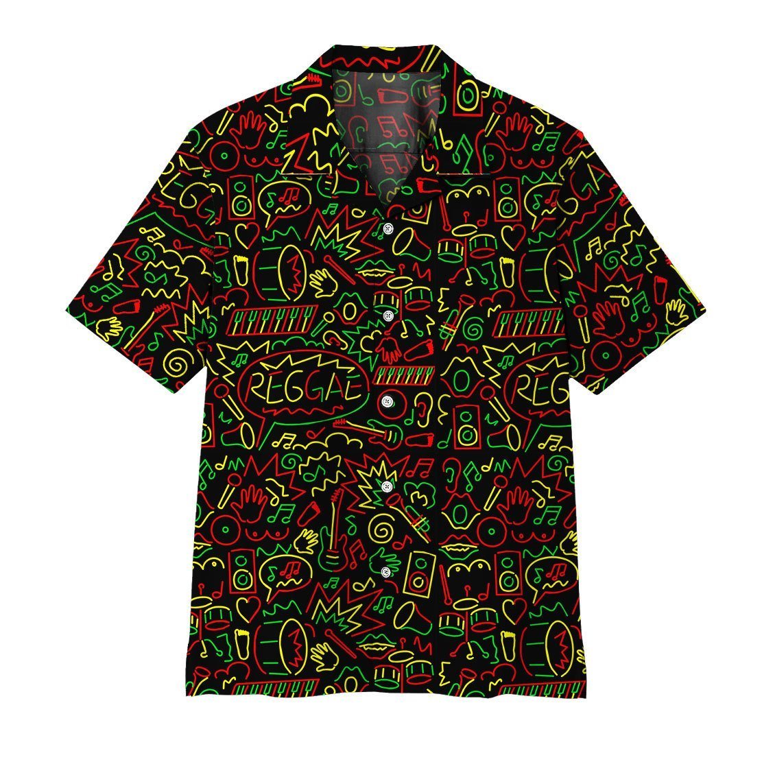Gearhuman 3D Reggae Hawaii Shirt ZK1406214 Hawai Shirt Short Sleeve Shirt S 