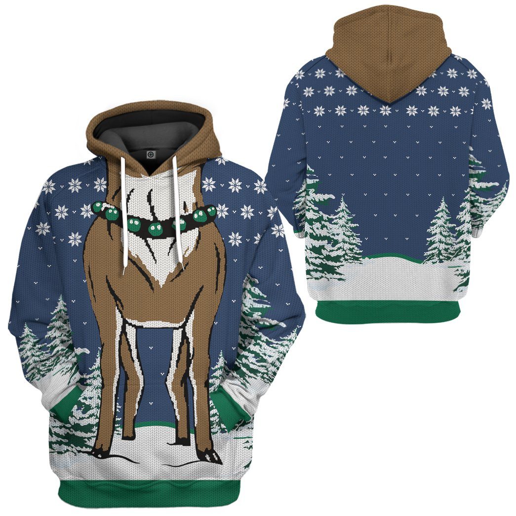 Gearhuman 3D Reindeer Ugly Sweater Custom Name Tshirt Hoodie Apparel GC21104 3D Apparel 