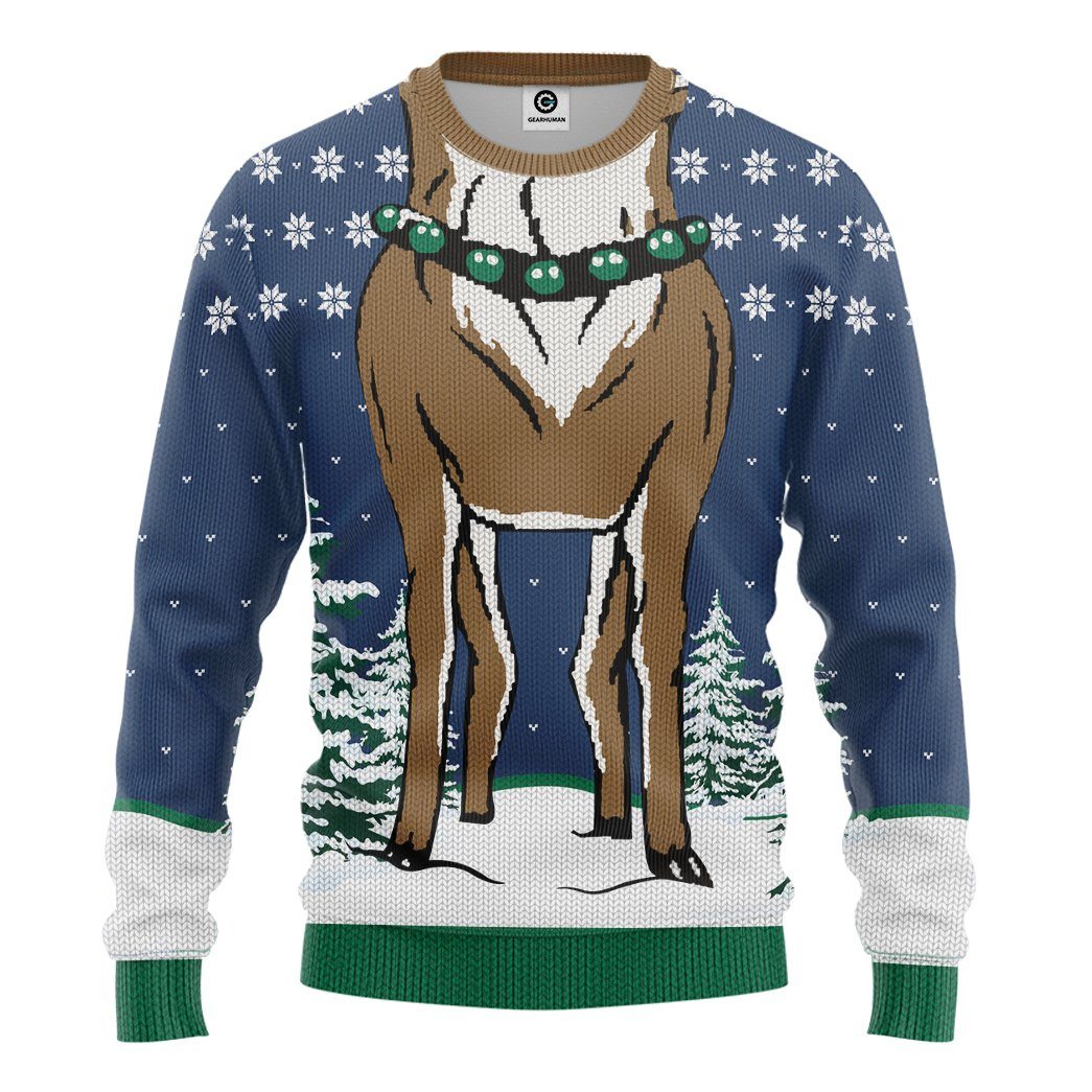 Gearhuman 3D Reindeer Ugly Sweater Custom Name Tshirt Hoodie Apparel GC21104 3D Apparel Long Sleeve S 
