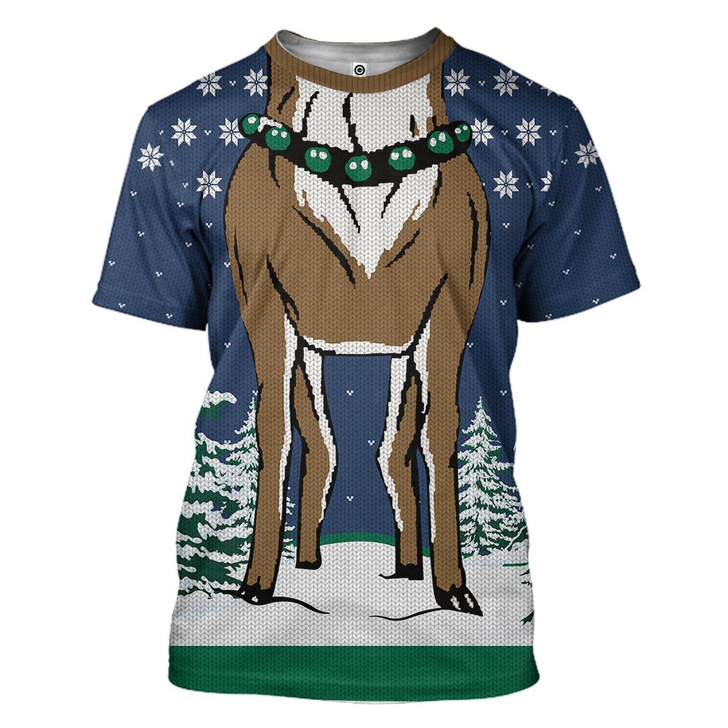 Gearhuman 3D Reindeer Ugly Sweater Custom Name Tshirt Hoodie Apparel GC21104 3D Apparel T-Shirt S 